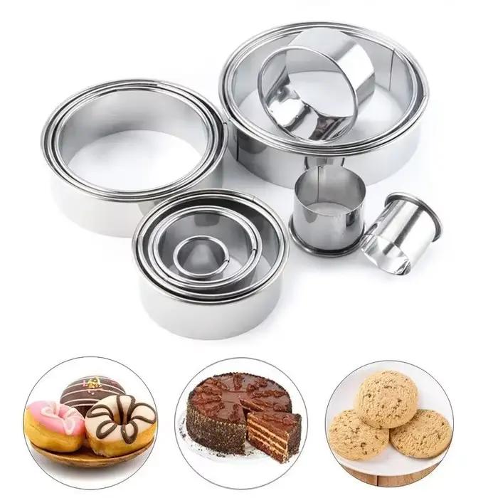 11 pièces/ensemble emporte-pièces à biscuits ronds en acier inoxydable bricolage pâtisserie cuisson cercle anneau moules