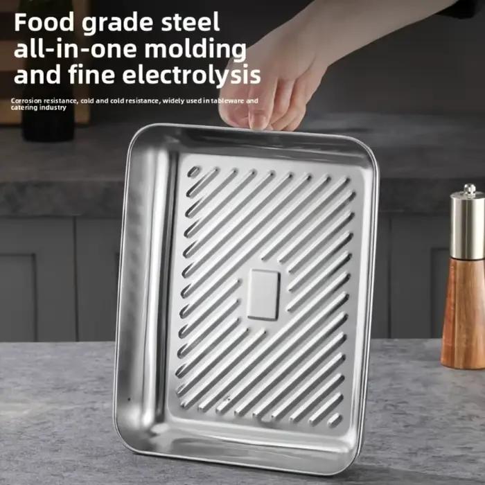 Plateaux de cuisson professionnels en acier inoxydable! 3 pièces avec couvercles – Antiadhésif et facile à nettoyer. Parfait pour rôtir des légumes/carne. Grade maison et restaurant