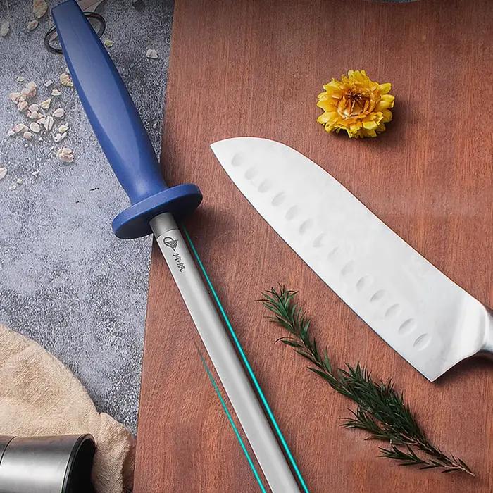 Aiguiseur de couteaux professionnel de 12 pouces, aiguiseur de couteaux de chef, barre d'affûtage en acier inoxydable, bâton d'affûtage pour couteaux de cuisine