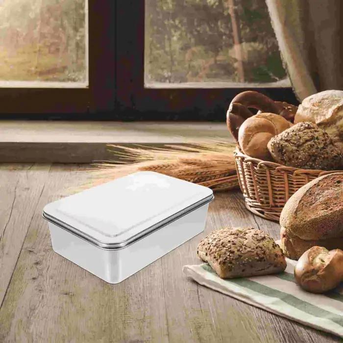 Plaque de cuisson rectangulaire en acier inoxydable, avec couvercle, plateau de four, moule à gâteau pour plat de cuisson, tartes, boîte de cuisson, poêle à pain, 22x14x6