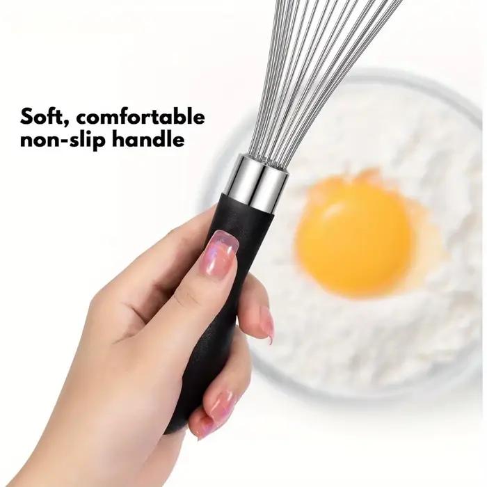 Fouet en acier inoxydable durable avec poignée en silicone confortable, batteur pour producteurs spécifiques à la cuisson, parfait pour mélanger et battre