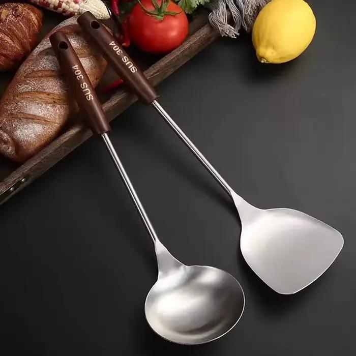 Ensemble de spatule en fer et louche en acier inoxydable