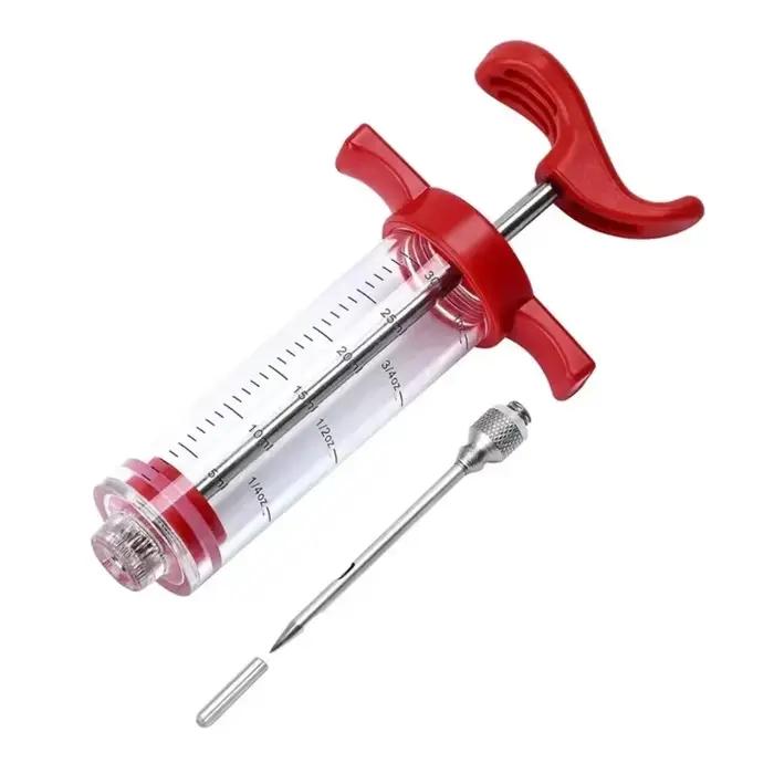 Kit injecteur de marinade pour barbecue : seringue à viande avec 3 aiguilles pour injecter la marinade et donner de la saveur
