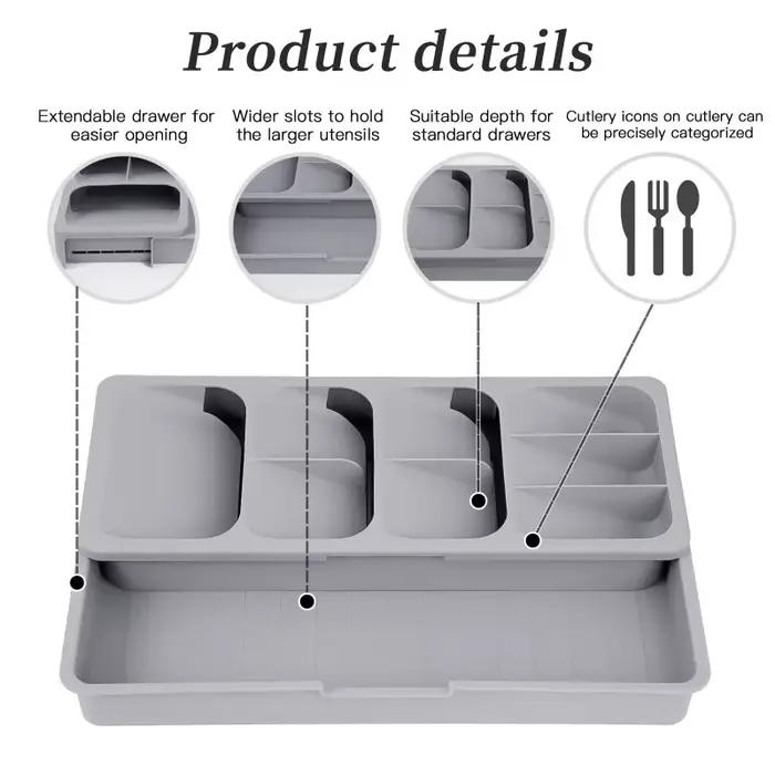 LIUSHADUOLA tiroir de cuisine plateau de rangement de couverts porte-couteau cuillère fourchettes vaisselle organisateur conteneur pour bouteilles d'épices couteaux