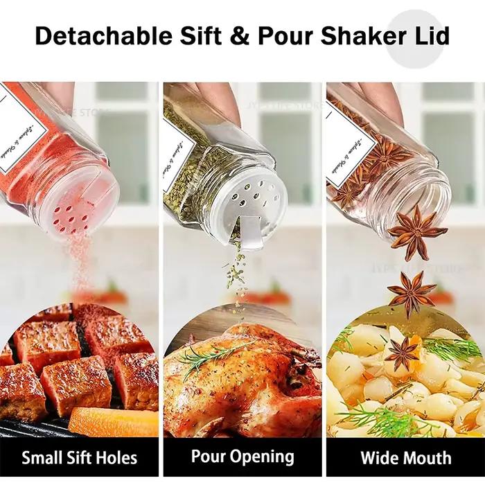 Pots à épices en verre avec couvercles métalliques