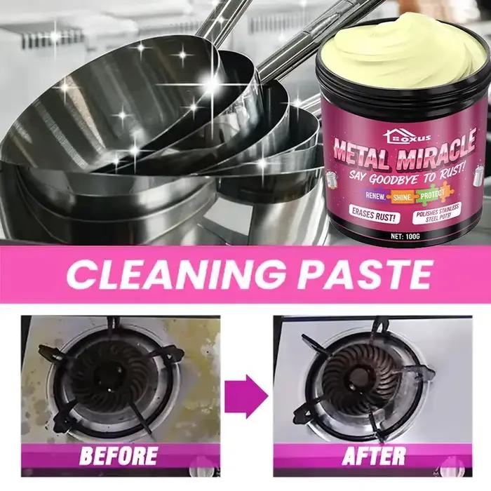 Pâte Nettoyante En Acier Inoxydable Puissante Éliminer Taches Brûlées Graisse Rouille Ustensiles Cuisine Occasions Spéciales