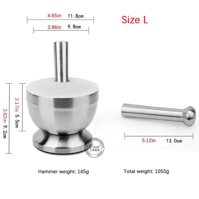 Ensemble de mortier et pilon en acier inoxydable broyeur d'épices pilon de pesto avec couvercle pour cuisiner et préparer des herbes occasions spéciales