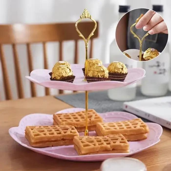 Présentoir à Gâteaux Amovible, Style Européen, Assiette à Dessert à 3 Couches, pour Gâteaux de Patisserie et de Fruits