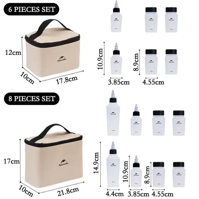 Naturehike – pot d'assaisonnement 8 pièces, ensemble de récipients à épices, bouteille d'assaisonnement Portable pour pique-nique en plein air, ensemble d'ustensiles de cuisine de Camping, bouteille d
