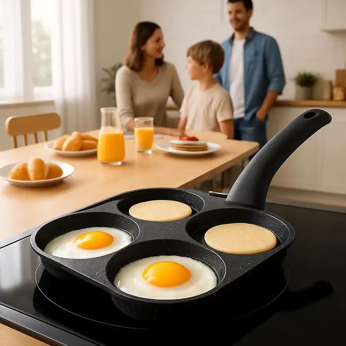 Poêle à œufs antiadhésive, cuiseur à œufs 4 tasses, adapté aux cuisinières à gaz et aux plaques à induction