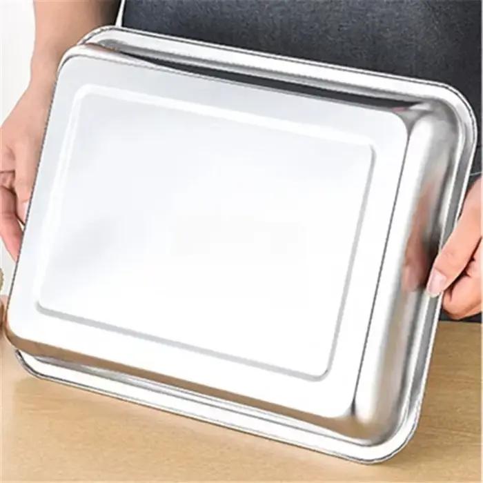 Plateau rectangulaire en acier inoxydable 304, plat de cuisson, plat profond, service de poisson, plateau à rôtir pour barbecue, pour usage Commercial et de cuisine domestique