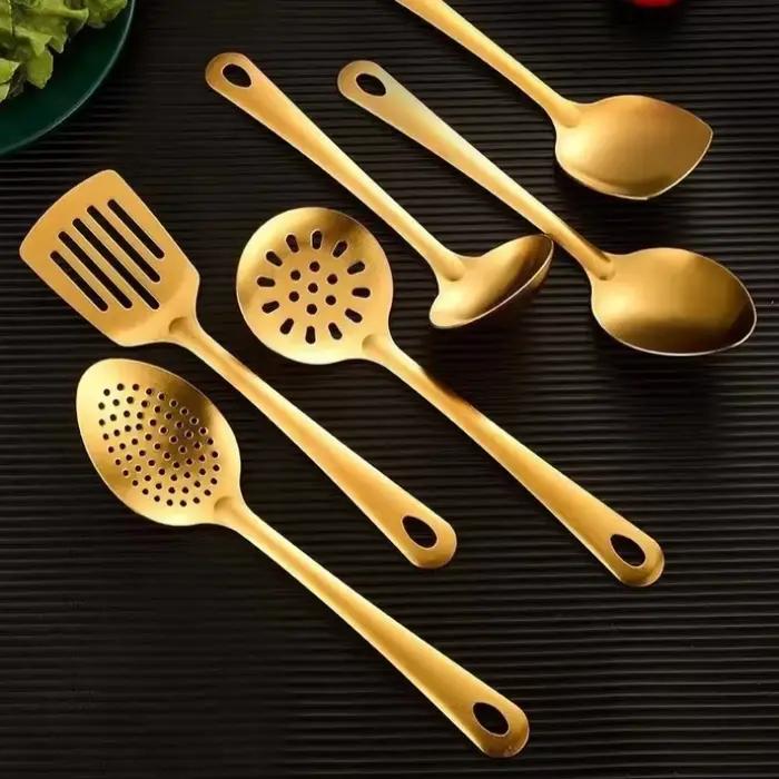Ensemble d'ustensiles de cuisine en or 6 pièces