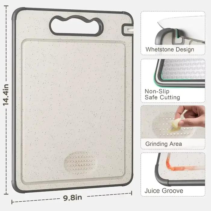 Planche à découper Double face en acier inoxydable 304, avec bords en Silicone, matériau PP Anti-moisissure, planche à découper pour usage domestique