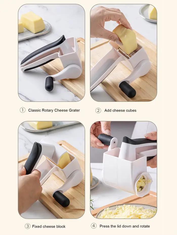 Râpe à fromage rotative classique – Râpe à main – Peut être utilisée pour le fromage dur, le chocolat et plus encore – Avec poignée et tambour confortables