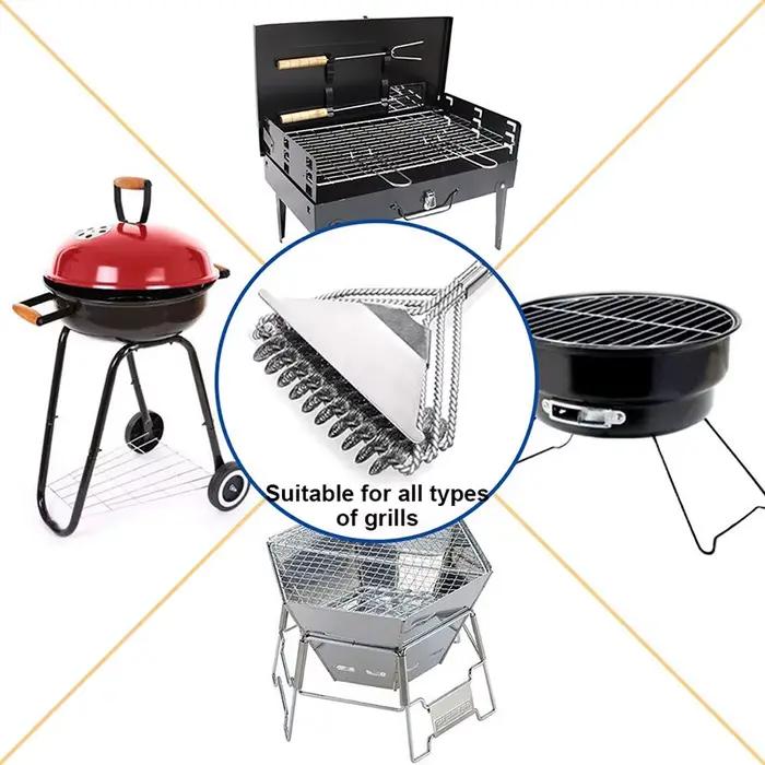 Ensemble de brosse et grattoir pour grill, outil de nettoyage efficace et résistant pour barbecue Weber et autres types de grills, idéal pour les fêtes et les moments familiaux