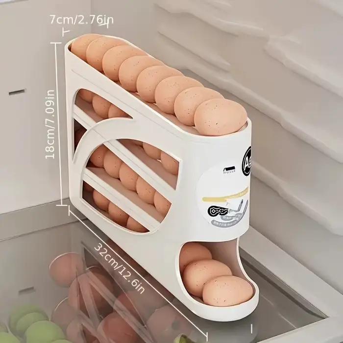 Conteneur de rangement à œufs à 3 niveaux sur roulettes, capacité de 24 œufs, organiseur de rangement, boîte de rangement de grande capacité pour réfrigérateur et cuisine