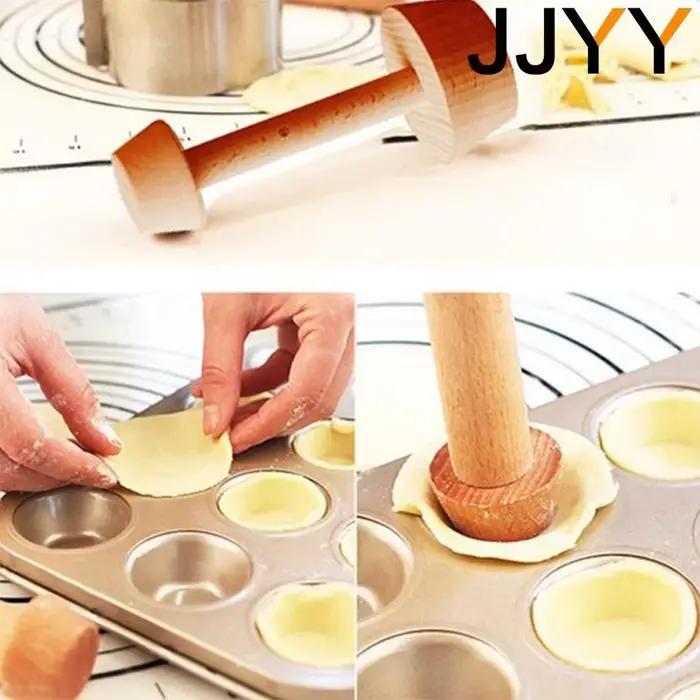 Moule à tarte aux œufs en bois, Base à tarte à Double tête, outil de cuisson de gâteaux, accessoires de cuisine écologiques