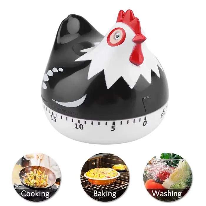 Minuteur de cuisine en forme de poulet, en plastique, avec fonction de rappel et compte à rebours, alarme sonore