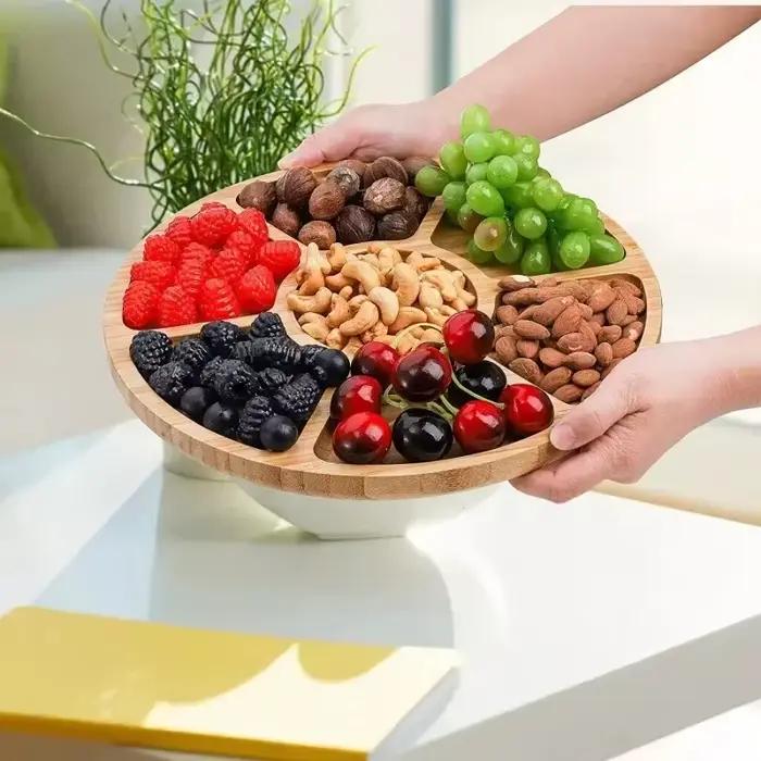 Plateau à fruits rond en bambou