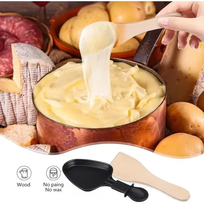 Ensemble de casseroles à raclette à fromage et 4 pelles en bois