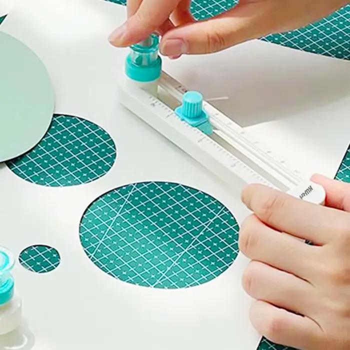 Multifonctionnel 360 ° machine de découpe circulaire portative rotative - avec bouton bleu réglable, fournitures de bureau et scolaires