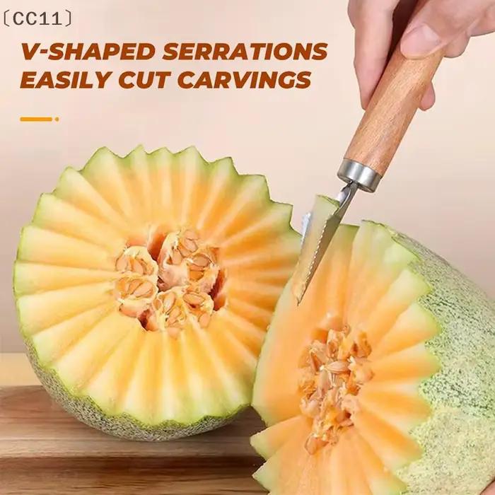MaveraCC11 Utensile coupe-pastèque et trancheuse de fruits en acier inoxydable – Couteau et cuillère à découper