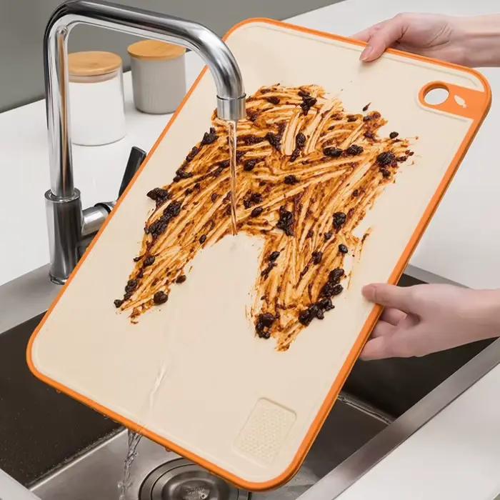Planche à découper antibactérienne Double face en paille de blé, planche collante multifonctionnelle en plastique antidérapante Anti-moisissure pour la cuisine de la maison