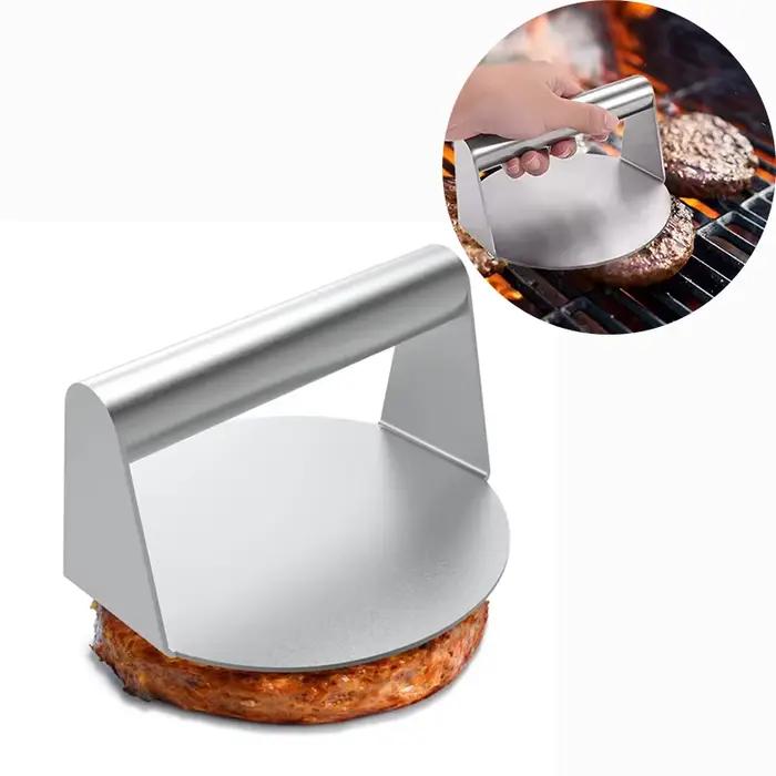 Presse à hamburgers Smash en acier inoxydable avec poignée ergonomique pour préparation de hamburgers galettes de viande charcuterie boulettes de viande outil de cuisine occasionnels et événements