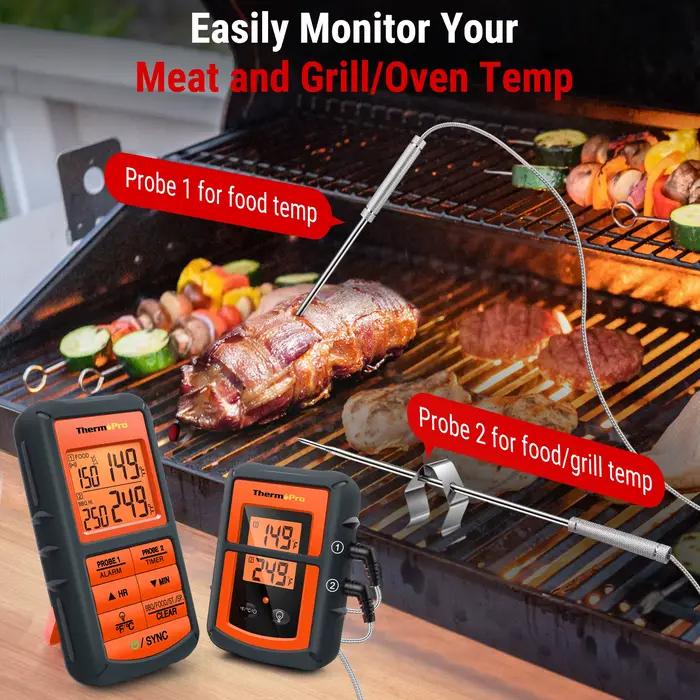 ThermoPro TP08C double sonde rétro-éclairage 150M sans fil barbecue gril alimentaire viande thermomètre pour cuisine cuisson