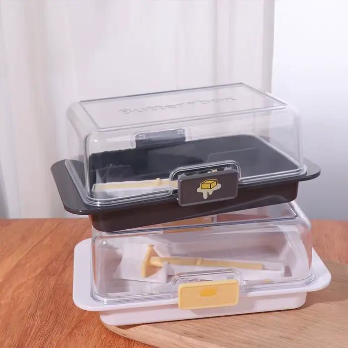 Boîte de rangement de beurre élégante avec couvercle transparent pour conservation de la fraîcheur et de la pureté, idéale pour les repas familiaux et soirées entre amis ```