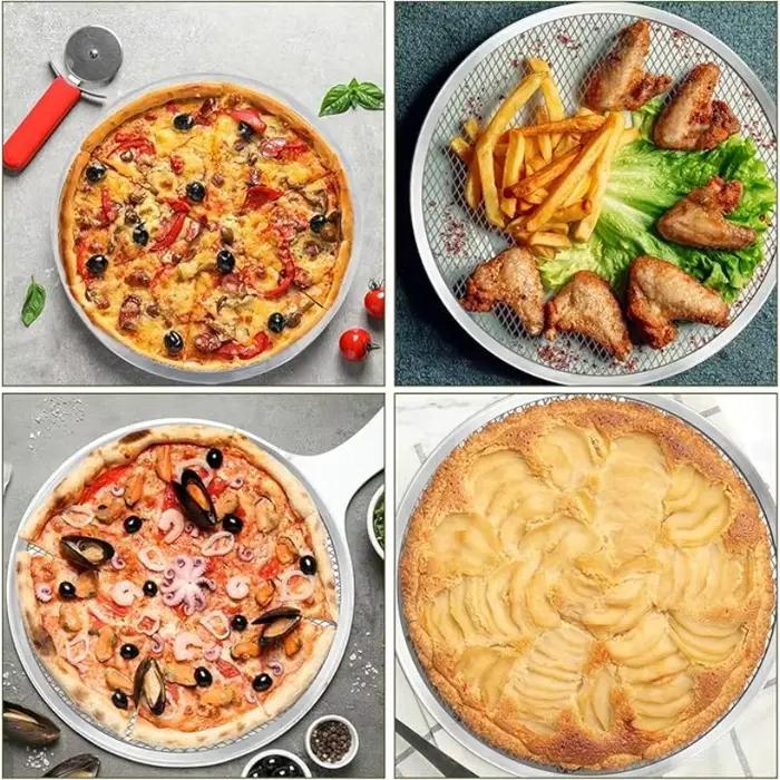 Plateau de cuisson rotatif à pizza en métal non collant pour fêtes familiales et rassemblements d'amis occasions spéciales