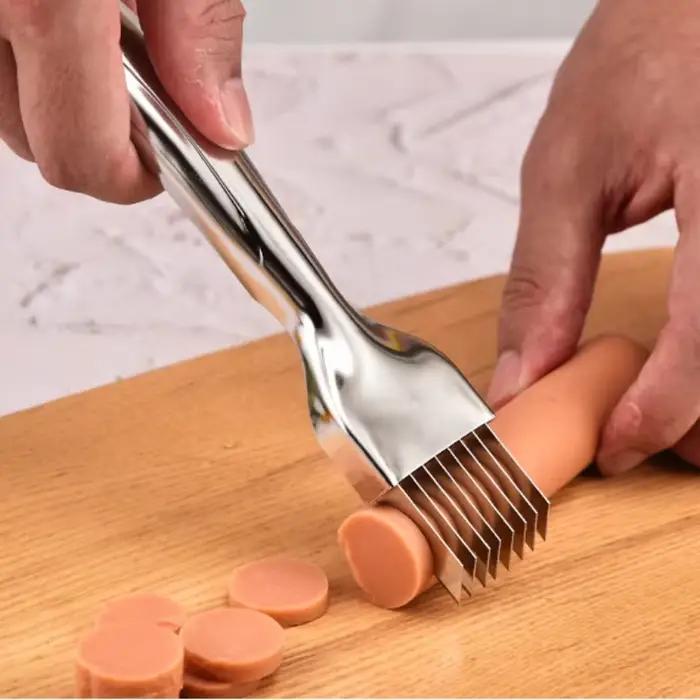 Couteau de cuisine en acier inoxydable pour hacher l'oignon vert avec un design de manche incurvé