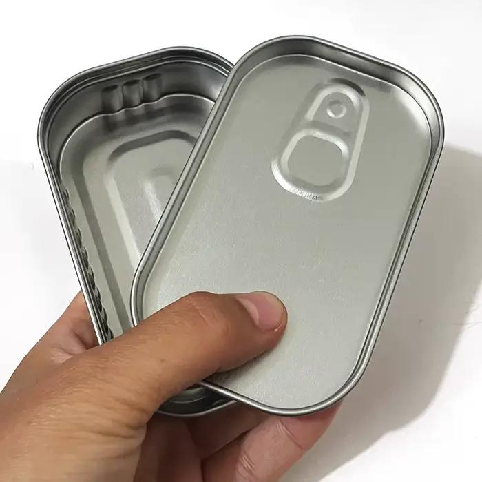 Autocollants personnalisables 20 PIÈCES Boîtes de conserve en métal vides en forme de rectangle Outil de cuisine Conteneur de rangement en aluminium avec couvercle LOGO