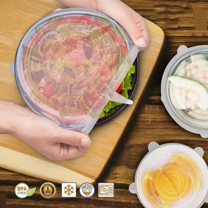 Couvercle en Silicone Rétractable Universel Réglable, Accessoire de Cuisine, 6 Pièces