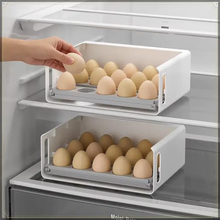 Boîte de rangement pour œufs en ABS de qualité alimentaire, pliable, grande capacité, pour garder les œufs frais, porte latérale du réfrigérateur, porte-œufs pour la cuisine domestique