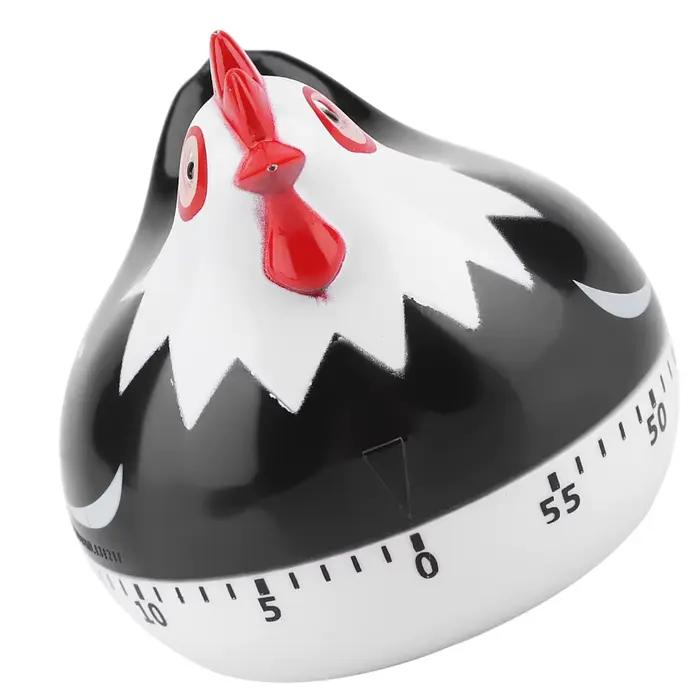 Minuteur de cuisine mécanique décoratif à motif poulet, alarme sonore, compte à rebours manuel, 60 minutes, pour la cuisson