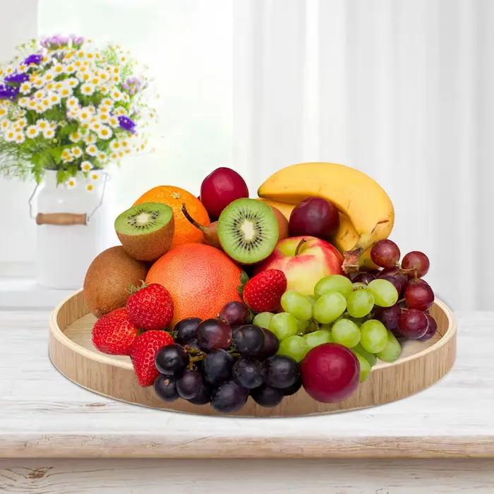 Assiette de service en bois, assiette à thé, fruits, bonbons, nourriture, décoration de la maison, vaisselle anglaise ronde, assiette à salade, assiette à dessert, accessoires de cuisine