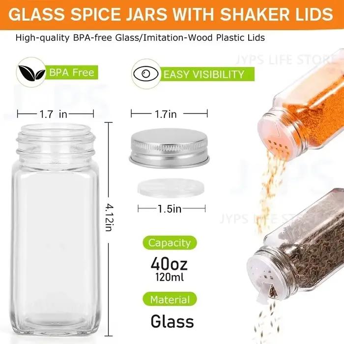 Pots à épices en verre avec couvercles métalliques