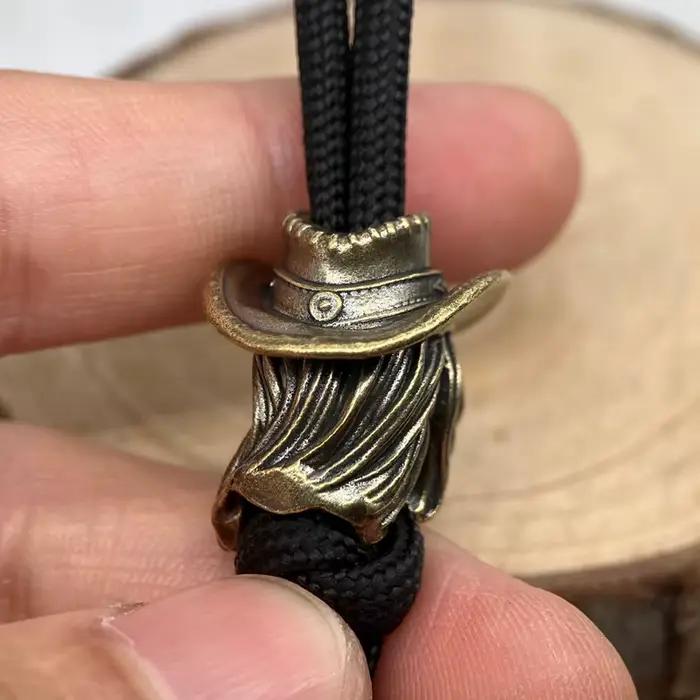 Perle de paracorde en laiton style cowgirl, accessoires DIY pour couteau, pendentifs tressés faits main pour lanière, outil EDC pour suspension de corde de parapluie extérieur