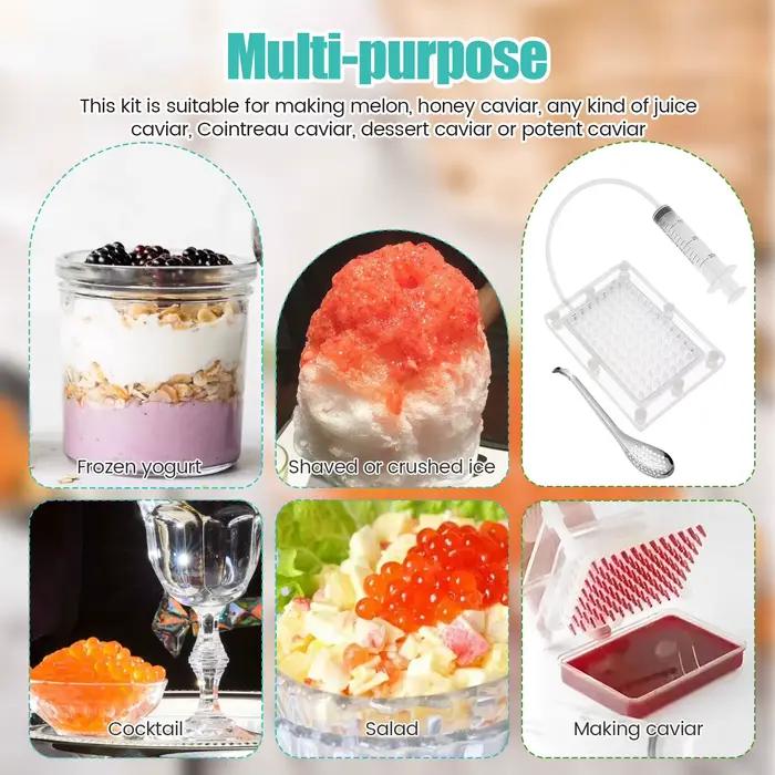 Kit de sphérique de caviar transparent avec cuillère compte-gouttes