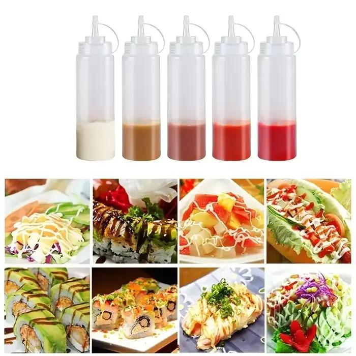 Bouteille d'huile d'olive Ketchup BBQ aissces, gadget de cuisine, grande pression, condiment HI avec buses, distributeur
