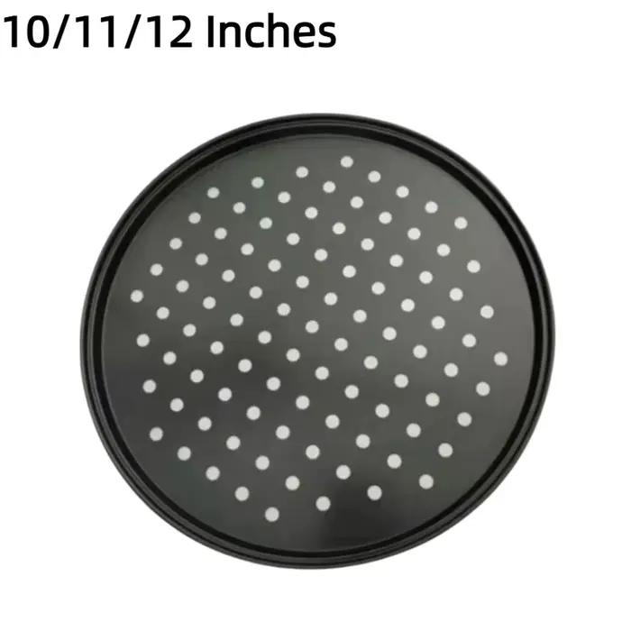 Ensemble de poêles à Pizza perforées en acier au carbone, plaque de cuisson antiadhésive de 10/11/12 pouces, outils de cuisson ronds à usage Mupti, croustillant et pétillant