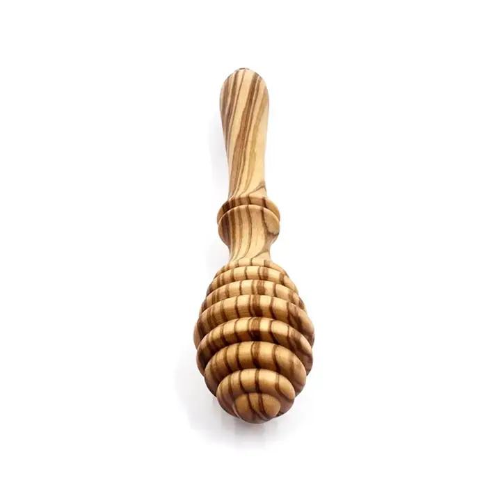 Y51A-distributeur de miel en bois d'olive 2 pièces-ensemble de trempette