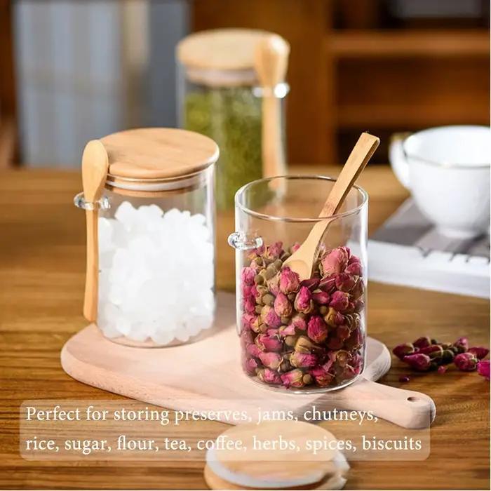 Bocaux en verre hermetiques avec couvercle et cuillere pour overnight oats verre bleu rouge noir vert stockage hermetique pour petit dej graines de chia salade cereales cafe the occasions speciales