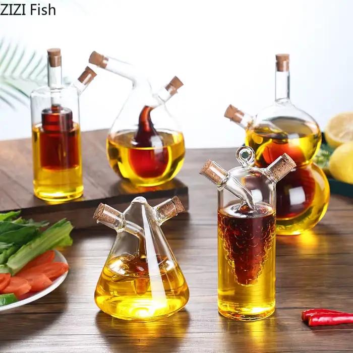 Bouteille en verre à double couche pour condiments et assaisonnement, bocaux scellés, outils de cuisine, stockage d'huile et de