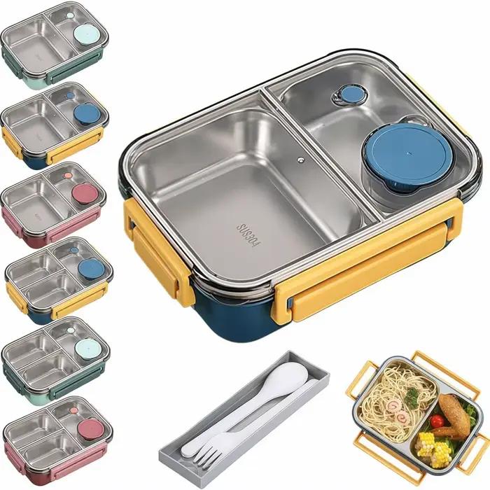 Boîte à déjeuner en acier inoxydable 800ml avec compartiments étanches pour enfant et adulte, idéale pour le transport de repas chauds et collations, disponible en plusieurs couleurs