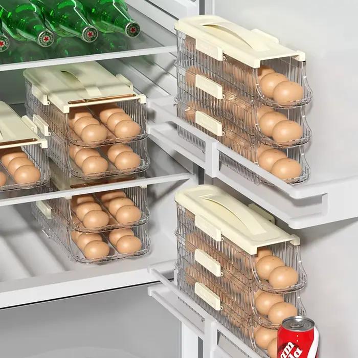 Conteneur de rangement pour œufs empilable avec couvercle, organisateur d'œufs pour réfrigérateur avec poignée, porte-œufs hermétique à 2 niveaux