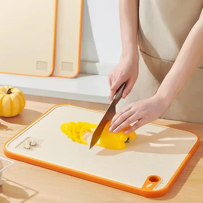 Planche à découper double face antibactérienne anti-moisissure pour cuisine et préparation de fruits blanc bleu jaune rouge noir vert