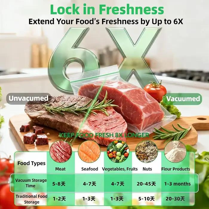 Machine de mise sous vide sans fil portable pour emballage alimentaire domestique avec sacs sous vide offerts pour la conservation des aliments et l'économie d'espace frigorifique