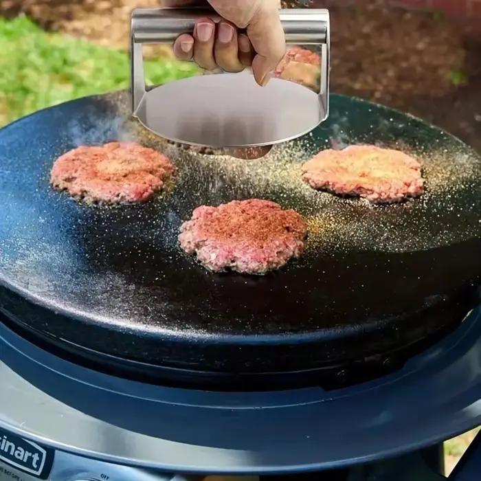 Presse à hamburgers en acier inoxydable pour galettes de viande formées parfaitement, outil de cuisine professionnel pour textures uniformes et cuissons parfaites, idéal pour fêtes et week-ends familiaux